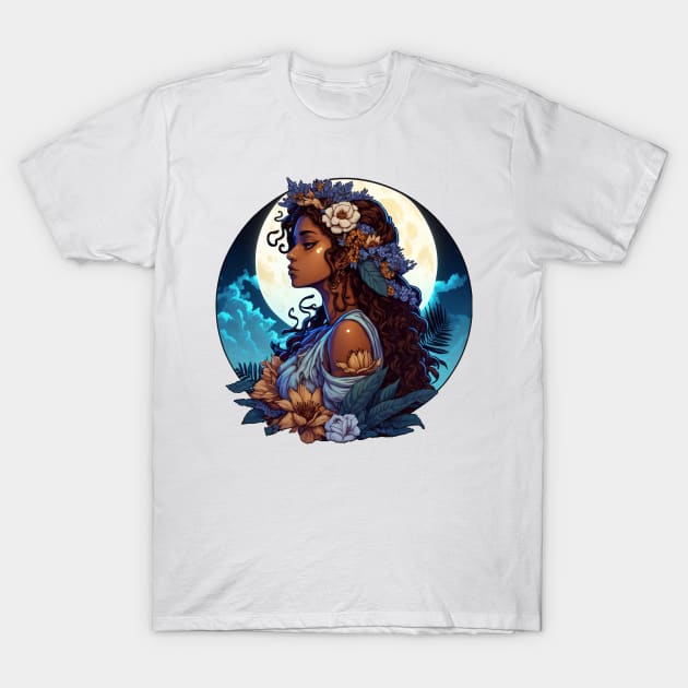 Hina Hawaiian Goddess of the Moon Illustration Mythology T-Shirt by peachycrossing